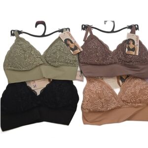 Joyspun Women's Micro and Lace Bralette- Set Of 4
